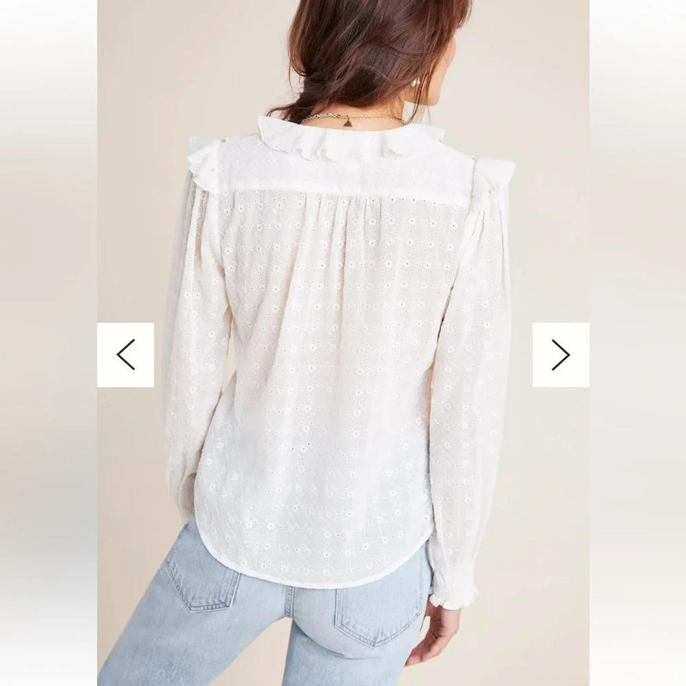 NWT Anthropologie Maeve Laila Ruffled Blouse 10 Bohemian Cottagecore MSRP $110 - Picture 2 of 9